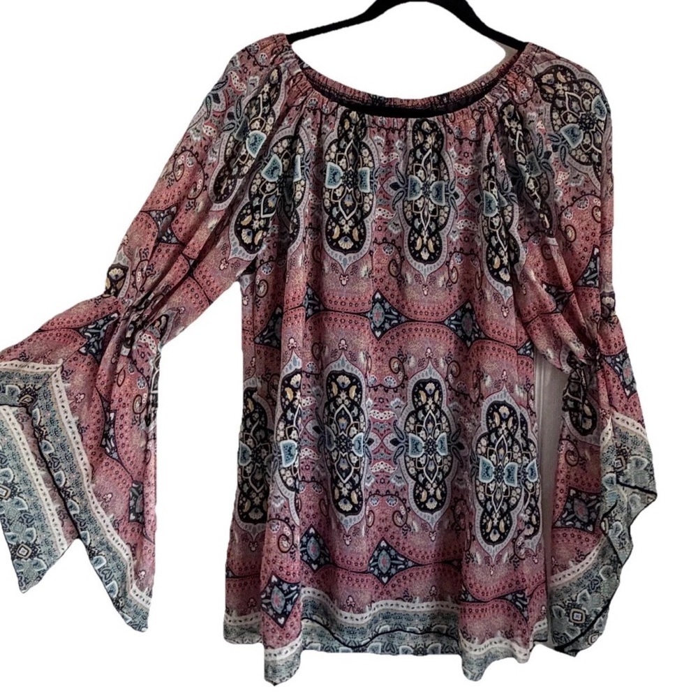 New Directions Blouse Womens Small Paisley Hippie Tunic Fairy Whimsy Festival